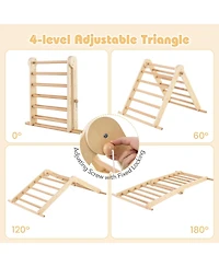 Mecale 3-in-1 Pikler Triangle Climbing Set Kids Foldable Montessori Toys with Ramp