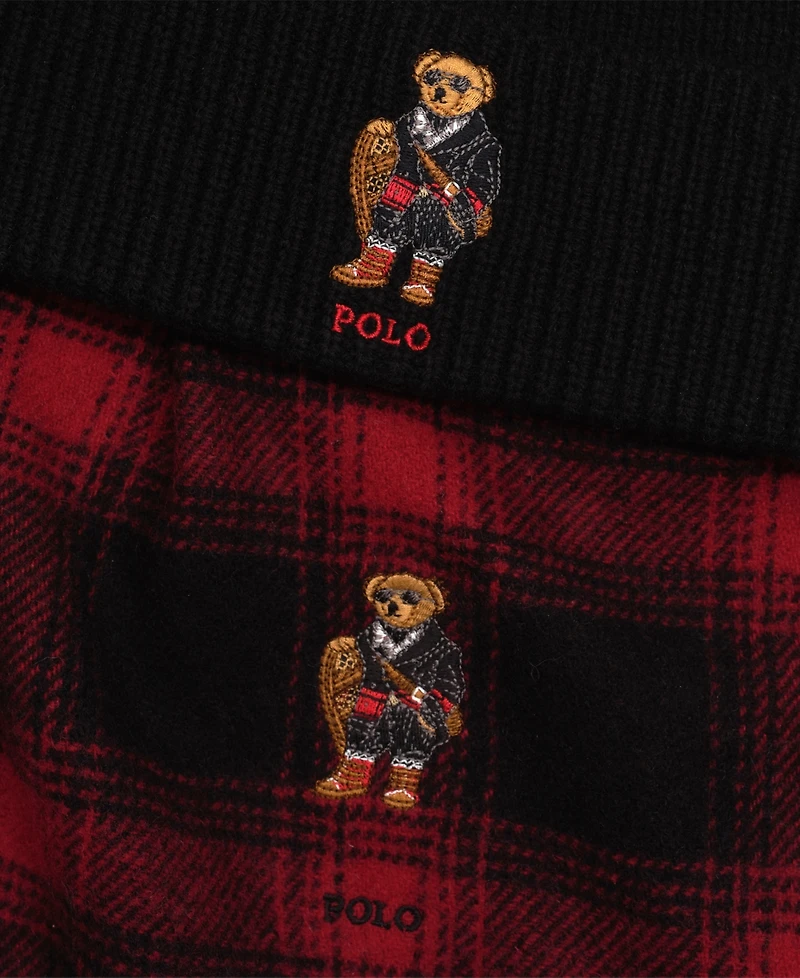 Polo Ralph Lauren Men's Holiday Bear Beanie and Scarf, 2-Piece Set