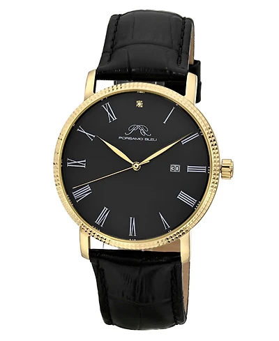 Porsamo Bleu Men's Veritas 1 Genuine Leather Band Watch 1361GVEL