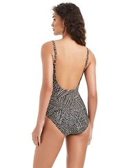 Beyond Control Women's V-Neck Over-The-Shoulder One-Piece Swimsuit