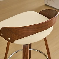 Casainc Set of 2 Swivel Wood Bar Stools with Low Back and Cushioned Seat, 25'' Height