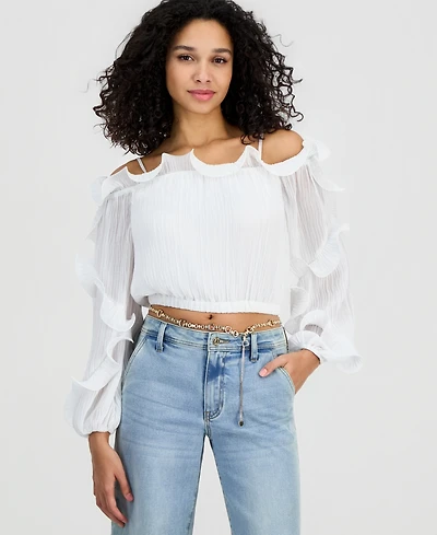 Guess Women's Gabriella Ruffled Off-The-Shoulder Top