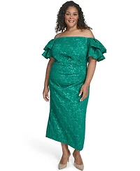 Eliza J Plus Off-The-Shoulder Short-Sleeve Gown