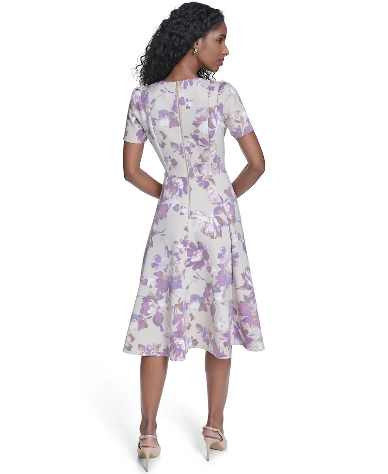 Calvin Klein Women's Short-Sleeve Scuba Midi Dress