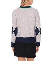 Vince Camuto Women's Elbow Argyle Long-Sleeve Sweater