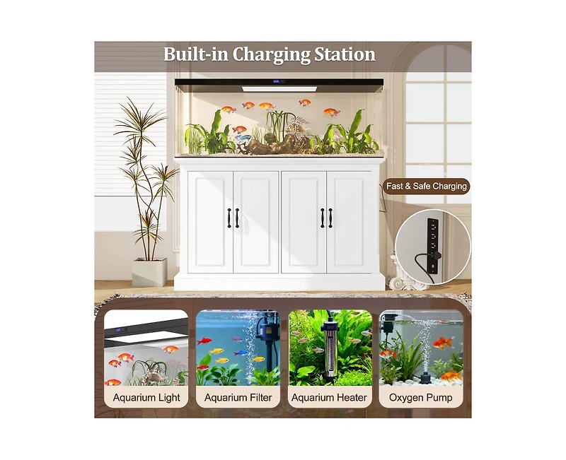 Casainc Storage Cabinet With Fish Tank Stand Power Outlet