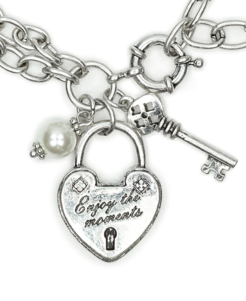 Patricia Nash Lock and Key Double Chain Bracelet