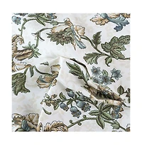Ellis Curtain Madison Floral Design Printed Natural Ground 3" Rod Pocket 56" x 63" Tailored Panel Pair Blue