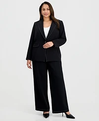 Tahari Asl Plus Peak-Lapel Single-Button-Front Long-Sleeve Jacket