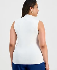 Tahari Asl Plus Mock-Neck Sleeveless Sweater