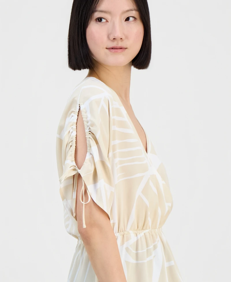 I.n.c. International Concepts Women's Printed Surplice-Neck Elbow-Sleeve Blouse, Macy's Exclusive