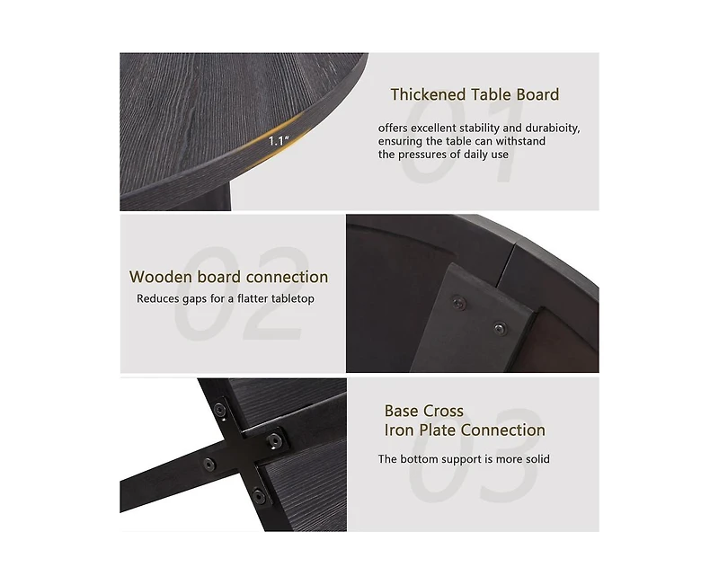 Casainc 5-Piece Round Dining Set with 47.3 Inch Table and 4 Upholstered Chairs