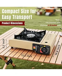 Aofar Dual Fuel Camping Stove with Butane&Propane Compatibility, Portable Stove for Outdoor, 7800 BTUs Output, Khaki