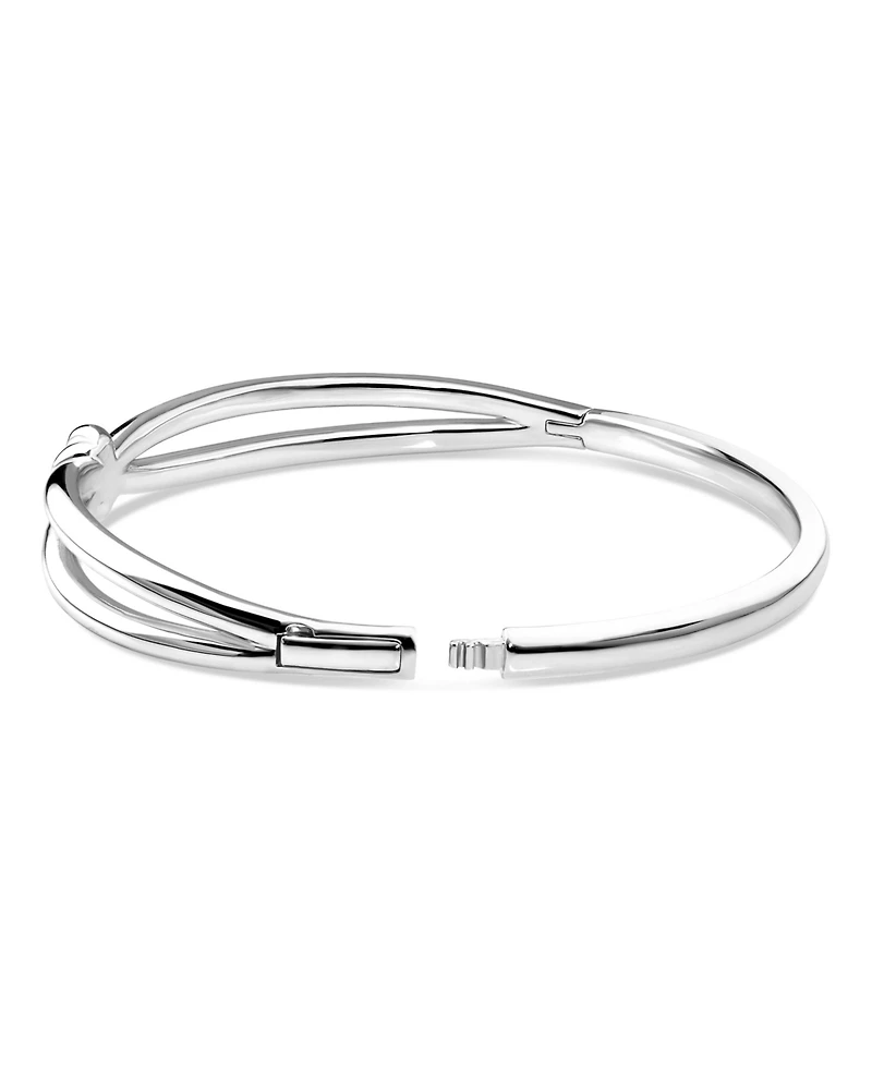 Devata Love Knot Bangle Bracelet in Rhodium Plated Sterling , Size