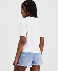 Rebellious One Juniors' Short-Sleeve Cropped Happy Go Lucky Graphic T-Shirt