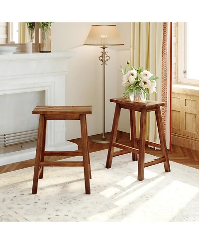 sumyeg 2-Piece Counter Height Wood Stools for Compact Kitchen Spaces