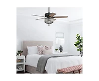 Sofucor 52-inch Modern Country-Style Black 5-Blade Flush Mount with Black Trim,and Equipped with Remote Control and Timer Functions