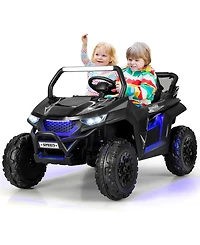 Sugift 12V 2-Seater Kids Ride on Utv with Slow Start Function Music-Black