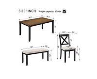 Casainc 6-Piece Classic Farmhouse Wood Dining Set with Table and Bench