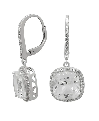 Macy's Lab-Grown White Sapphire Cushion Drop Earrings (8-7/8 ct. t.w.) in Sterling Silver