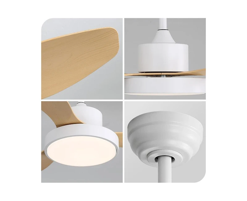 Sofucor 47-inch Modern White 3 Blades Ceiling Fan with Six-Speed Remote Control and Timing Function and Light Kit