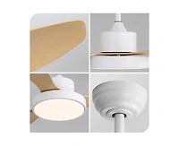 Sofucor 47-inch Modern White 3 Blades Ceiling Fan with Six-Speed Remote Control and Timing Function and Light Kit