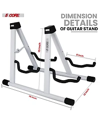 5 Core Double Guitar Stand Floor Adjustable A Frame Folding Acoustic Electric Guitars Holder Stands Gss 2N1 Wh
