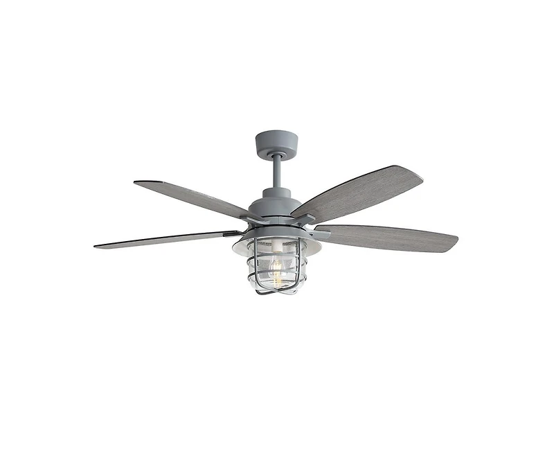 Sofucor 52-inch Gray Wood Grain Farmhouse Indoor 5-Blade Ceiling Fans with Light Kit and Remote Control