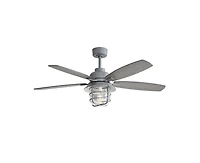 Sofucor 52-inch Gray Wood Grain Farmhouse Indoor 5-Blade Ceiling Fans with Light Kit and Remote Control