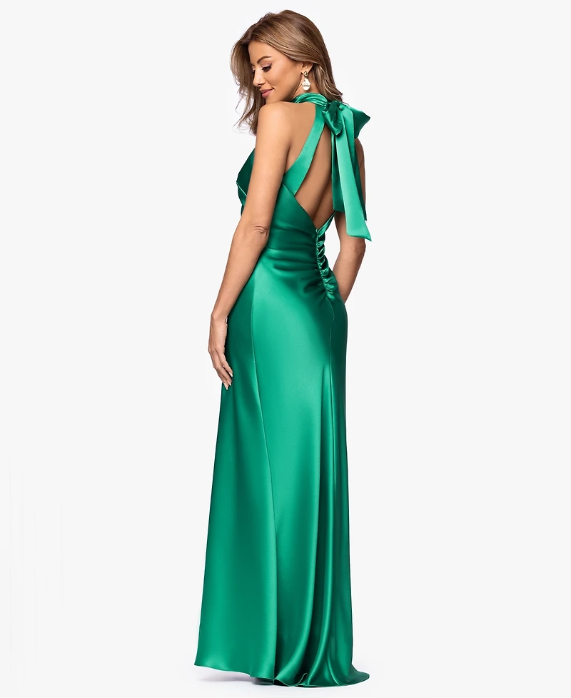 Xscape Women's Tie Neck Long Dress