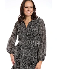 London Times Petite Elastic Waist A-Line Short Dress