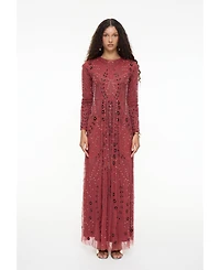 Maryisa Women's Modest Embellished Sequin Beaded Dress Maxi With Designer Bottom