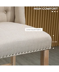 Homcom Counter Height Bar Stools Set of 2 with Wood Legs, Beige