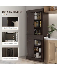 Homcom 71" Kitchen Pantry Storage Cabinet with 4 Doors, Drawer,