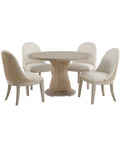 Furniture Sirena 5-Pc. Set Round Dining Table and 4 Woven Side Chairs