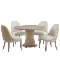 Furniture Sirena 5-Pc. Set Round Dining Table and 4 Woven Side Chairs