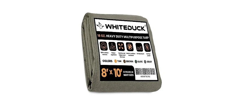 White Duck Outdoors 18 oz. Canvas Tarp 8x10 Olive