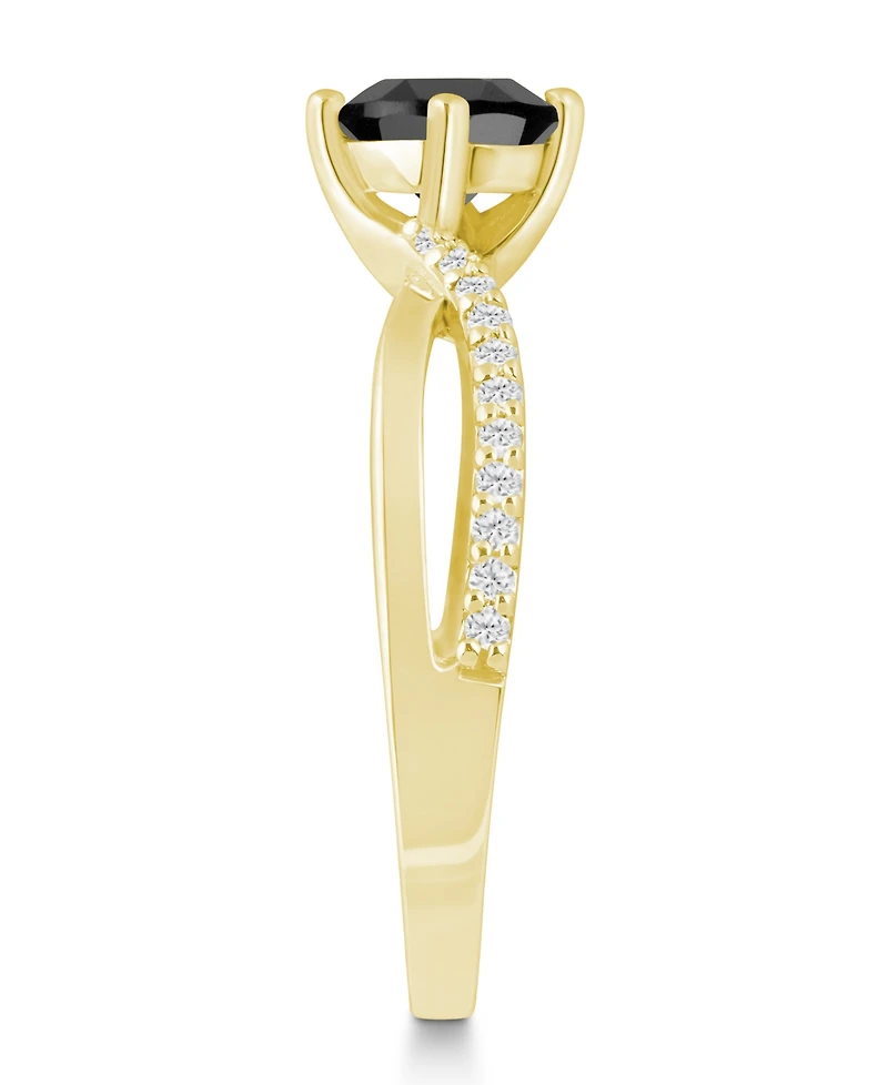 Macy's Onyx and White Diamond (1/6 ct. t.w.) Ring 10k Gold