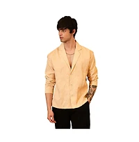 Campus Sutra Men's Buff Beige Quad-Tactile Oversized Shirt.