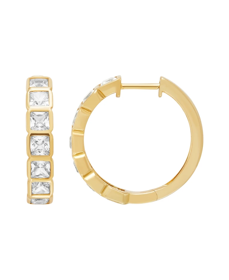 Macy's White Sapphire Hoop Earrings (2-1/2 ct. t.w.) in 14k Yellow Gold-Plated Sterling Silver