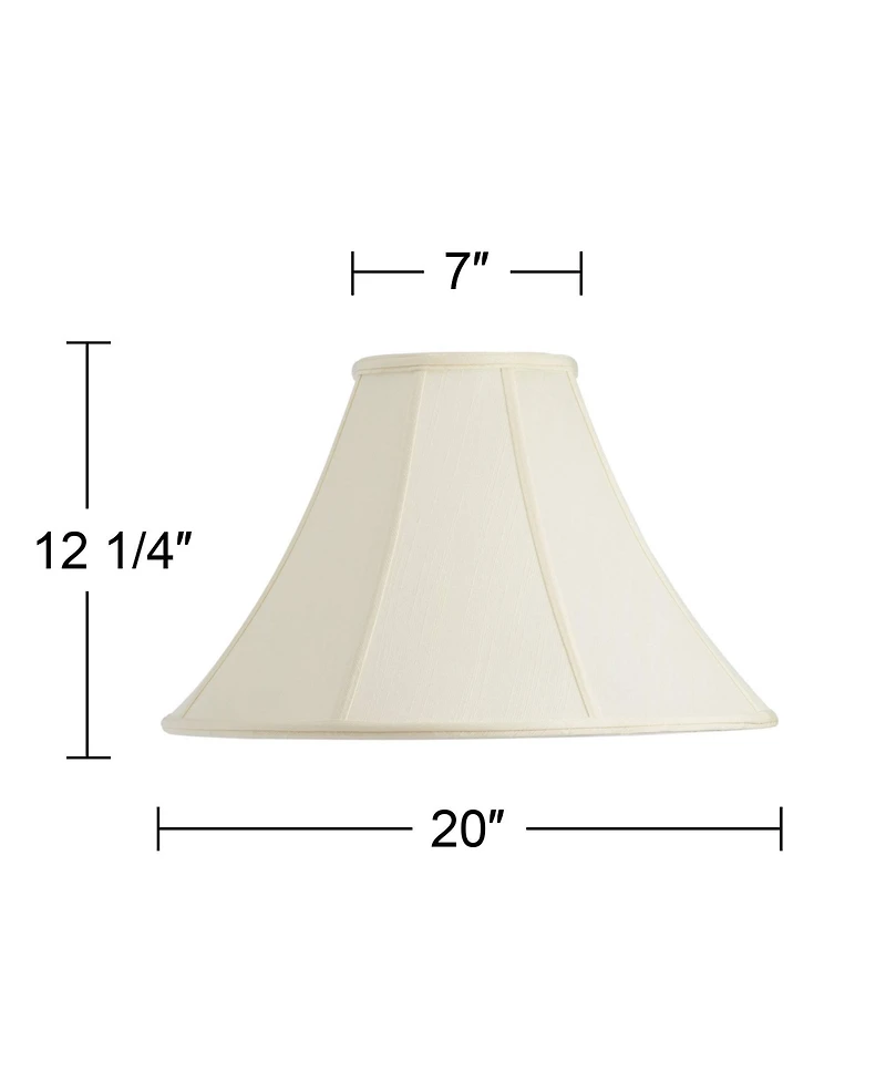 Imperial Shade Creme Large Bell Lamp Shade 7" Top x 20" Bottom x 13.75" Slant x 12.25" High (Spider) Replacement with Harp and Fin