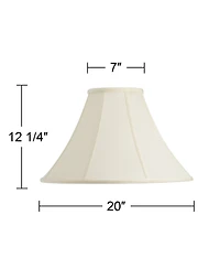 Imperial Shade Creme Large Bell Lamp Shade 7" Top x 20" Bottom x 13.75" Slant x 12.25" High (Spider) Replacement with Harp and Fin