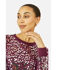 Yumi Women's Sequin Relaxed Fit Sweater