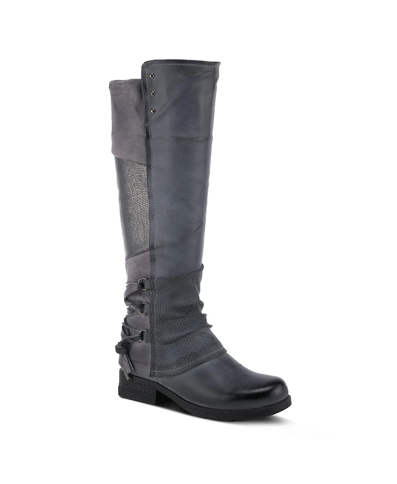 Patrizia Women's Maxie Back Lace Detail Faux Fur Lined Tall Boot