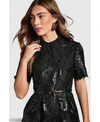 Coast Women's Pu Lace Midi Dress With Belt