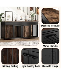 Homsee Furniture Style Dog Crates Large Wooden Pet Kennels with 2 Drawers