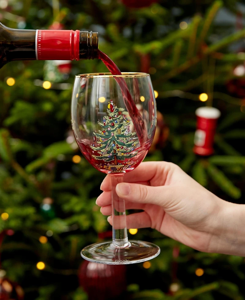 Spode Christmas Tree Stemless Wine Glasses, Set of 8