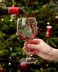 Spode Christmas Tree Stemless Wine Glasses, Set of 8
