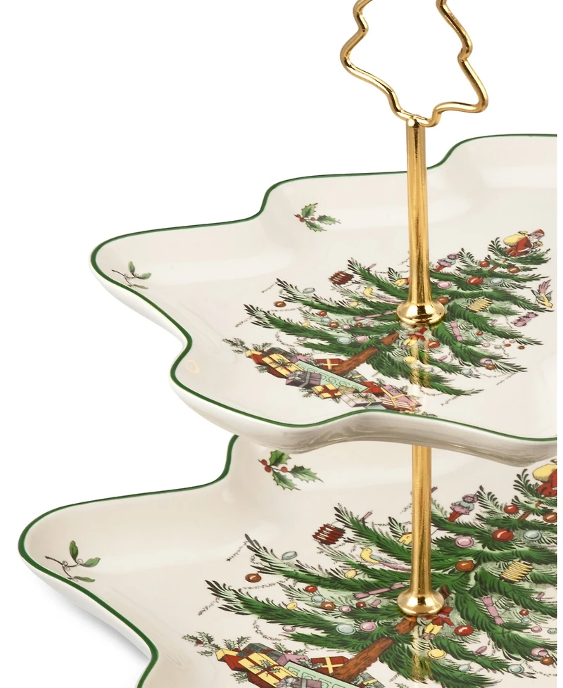 Spode Christmas Tree Sculpted 2-Tiered Server