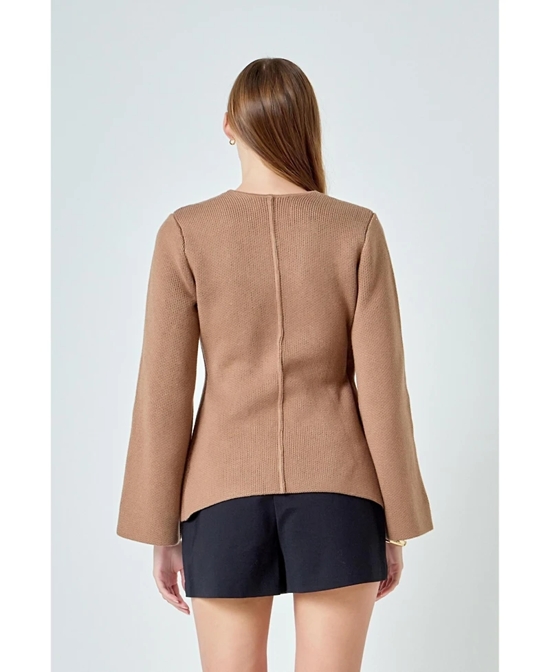 endless rose Women's 2 Button Cinched Sweater Cardigan